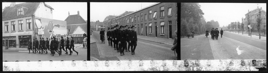 407073 Afbeelding van de lijfwacht van de Nationaal-Socialistische Beweging (N.S.B.) tijdens een mars door Utrecht. ...